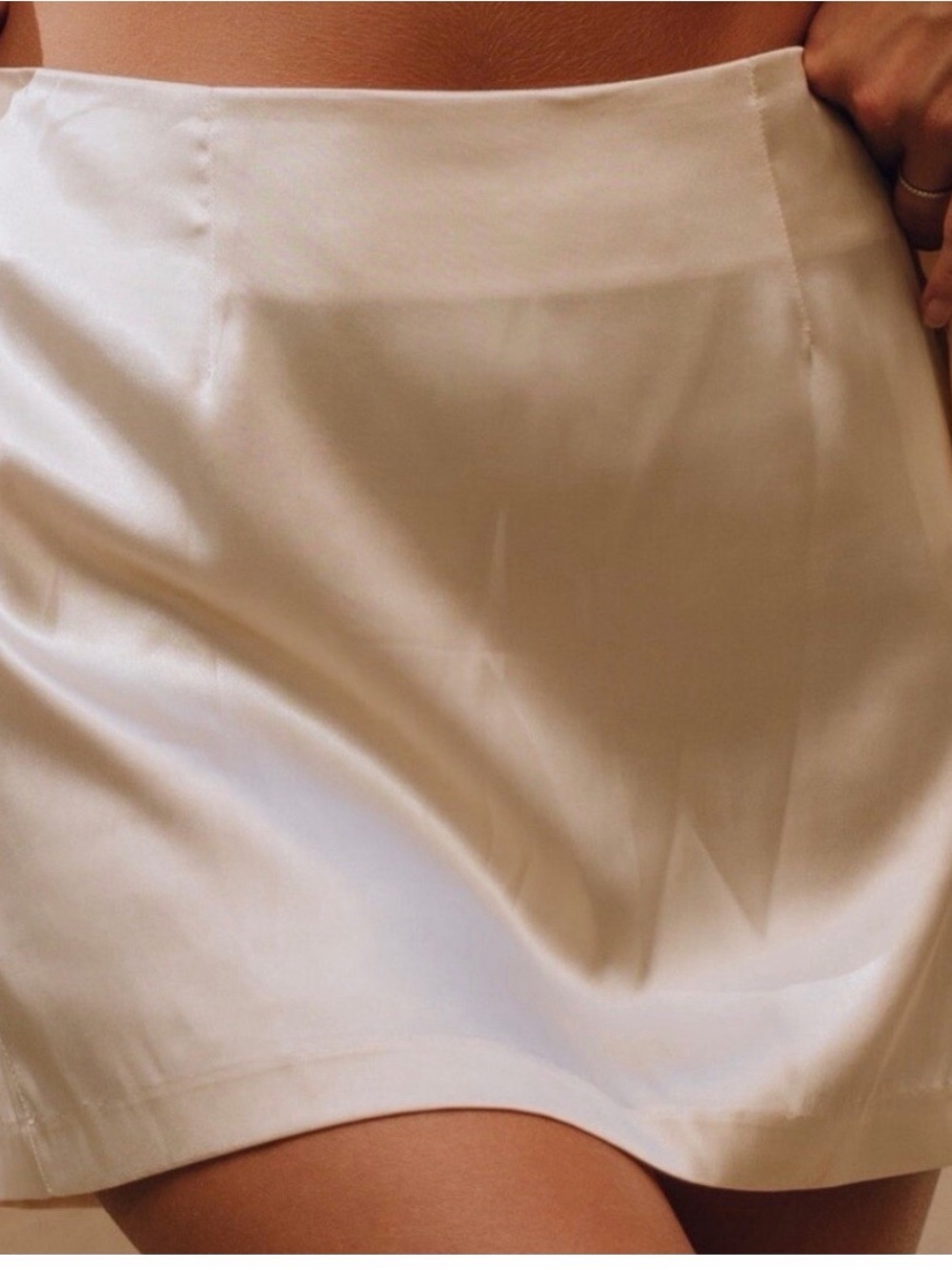 Daily Drills Satin Mini Skirt in Ivory
